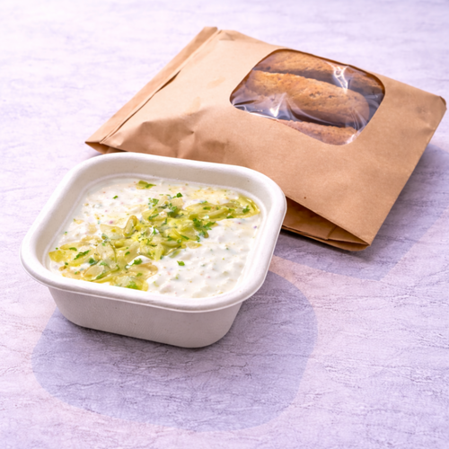 Spicy Feta almond dip with baguette bread
